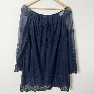 2/$30 Alyx Navy Embroidered Top 2X
